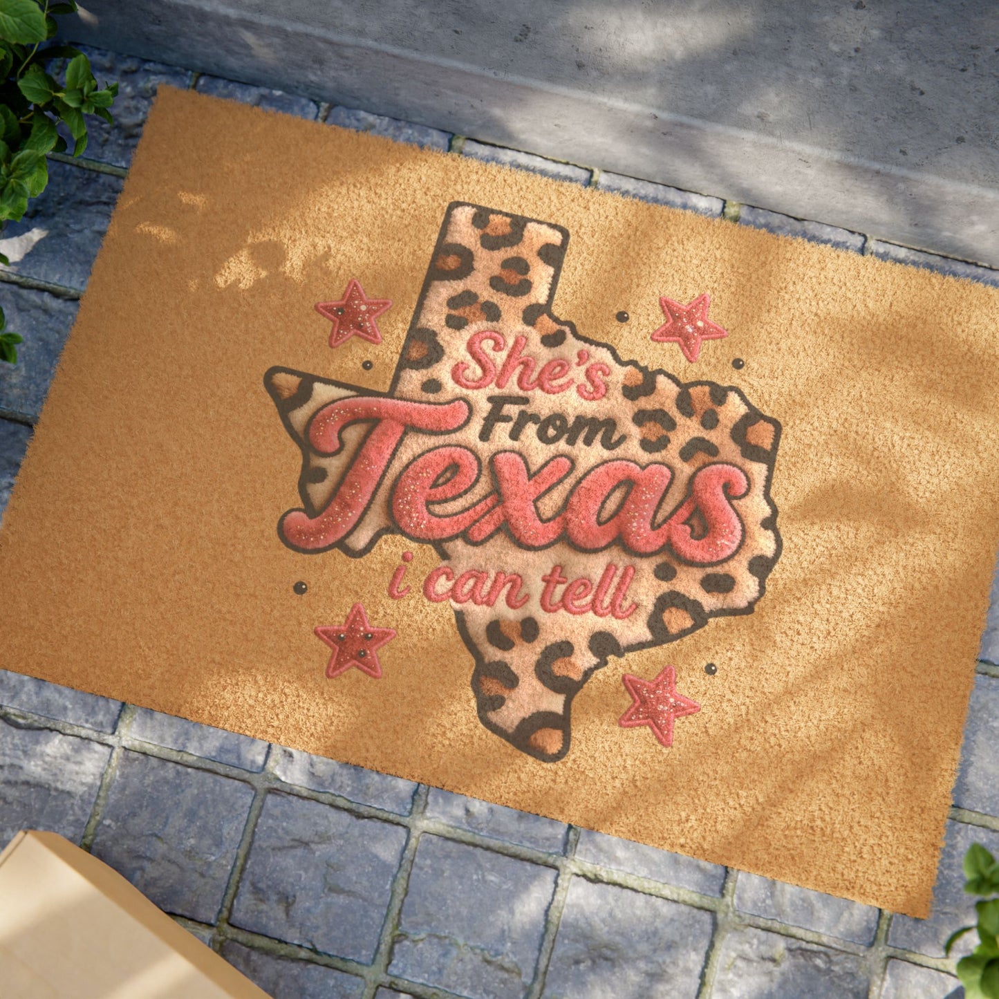 She’s From Texas Leopard Doormat