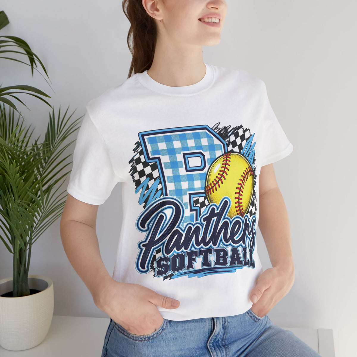 Panthers Gingham Softball Tee