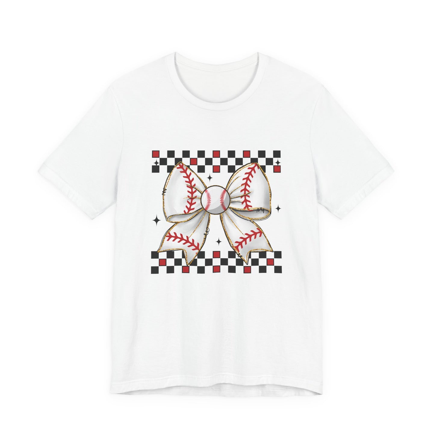 Checkerboard Baseball Bow Tee