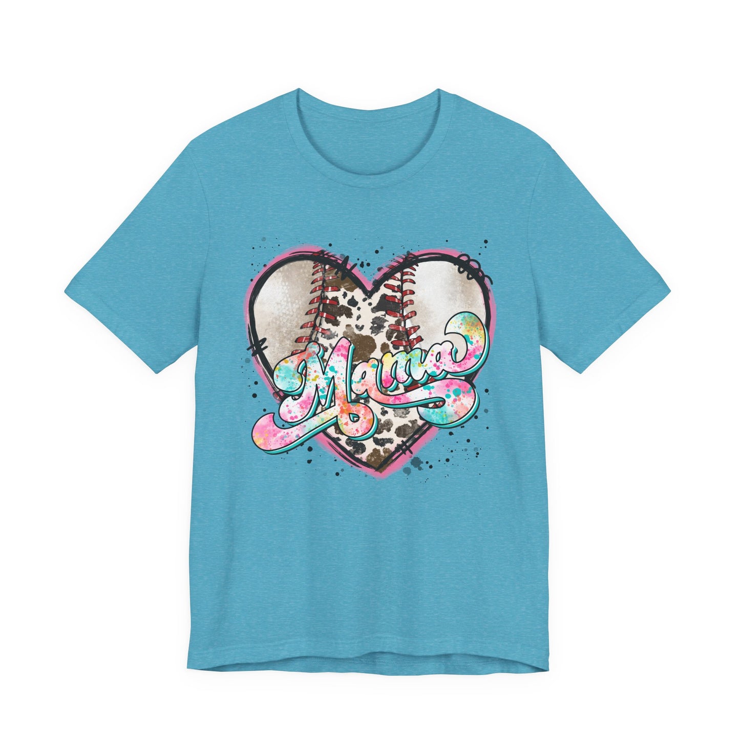 Leopard Mama Baseball Heart Tee