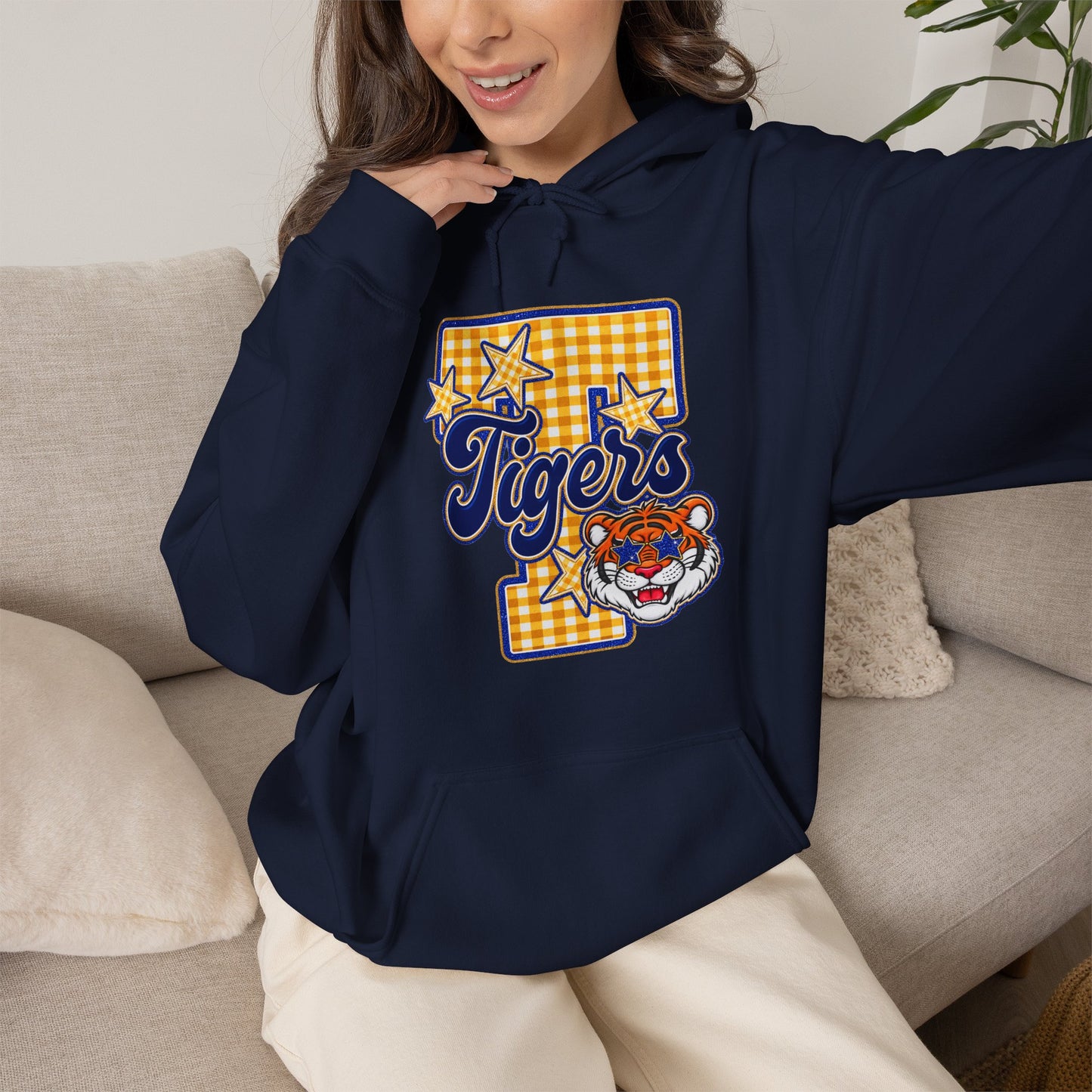 Frenship Tigers Gingham Hoodie
