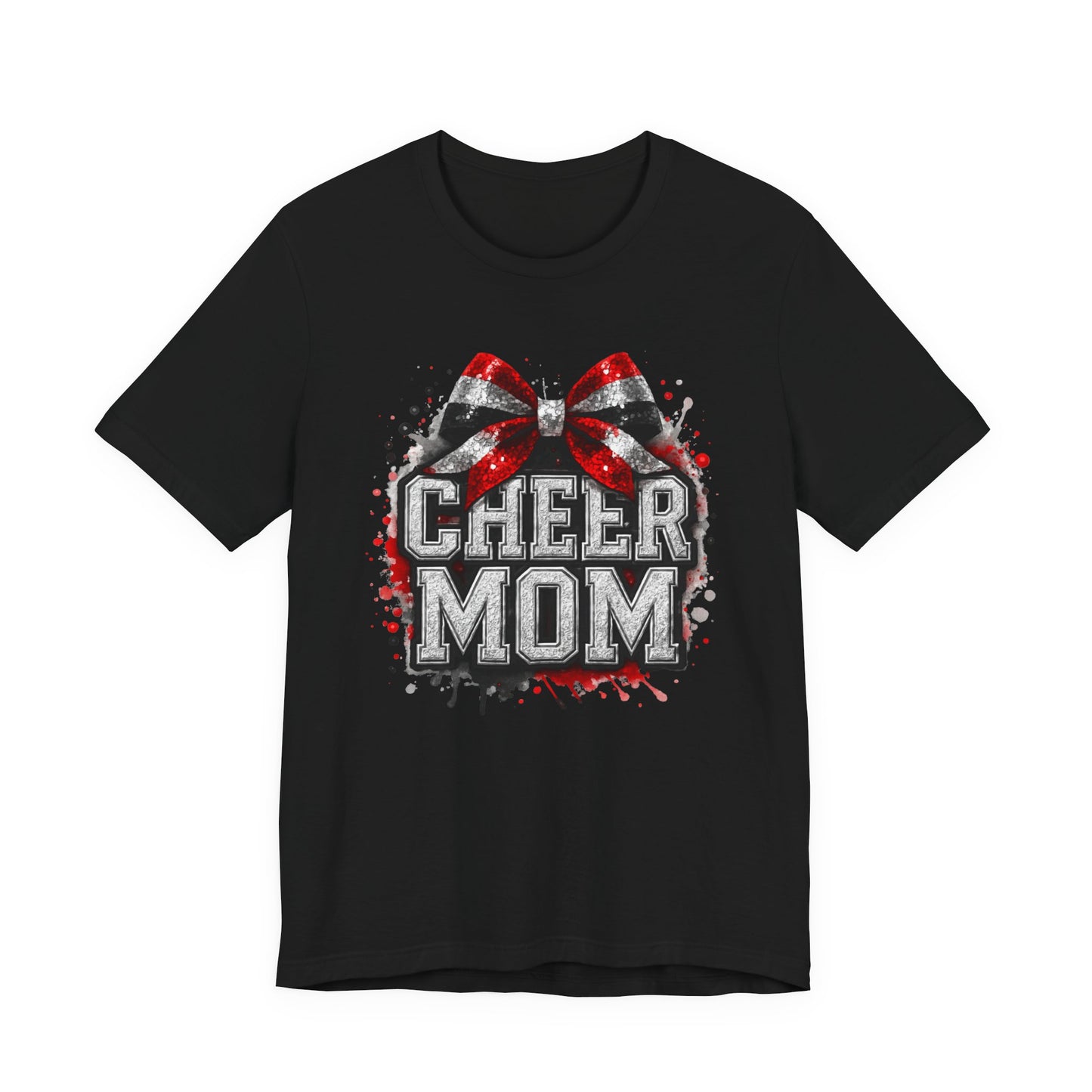 Glitter Bow Cheer Mom Tee