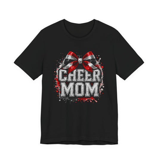 Glitter Bow Cheer Mom Tee