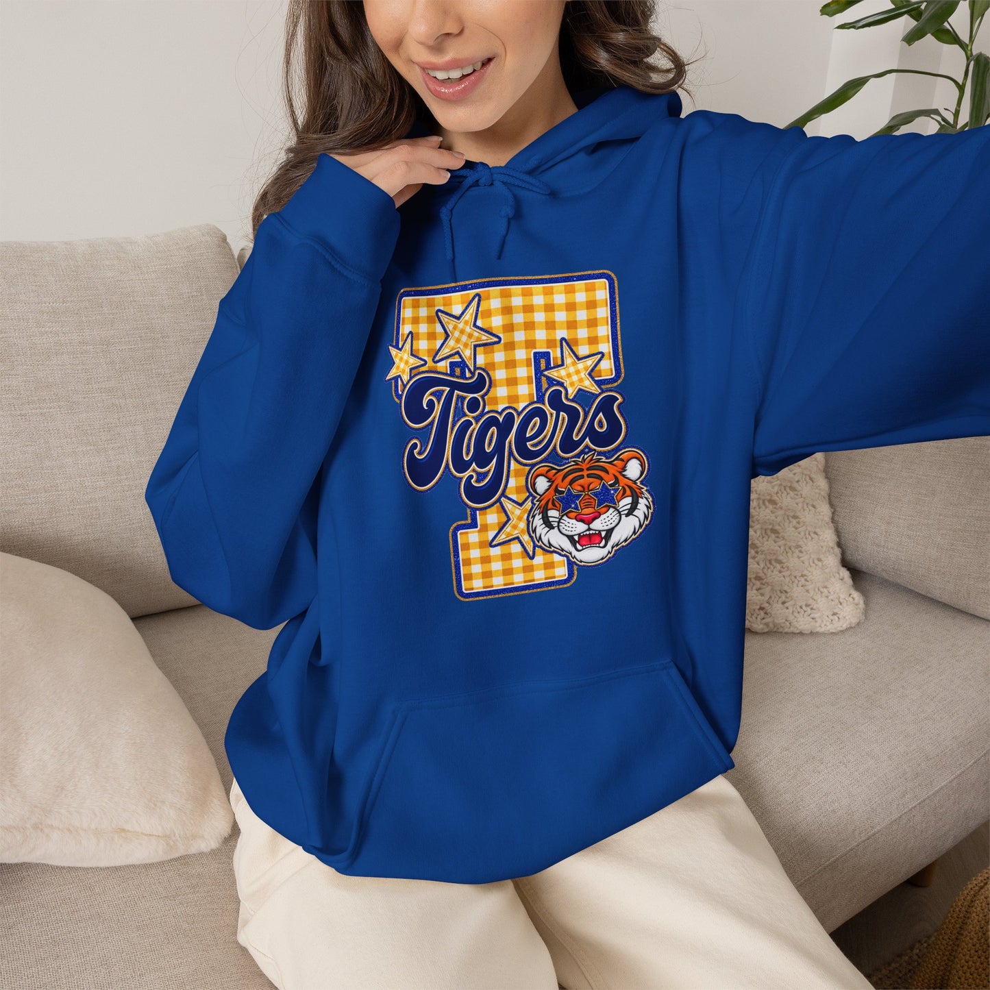 Frenship Tigers Gingham Hoodie