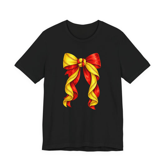 Trendy Red & Yellow Bow Tee