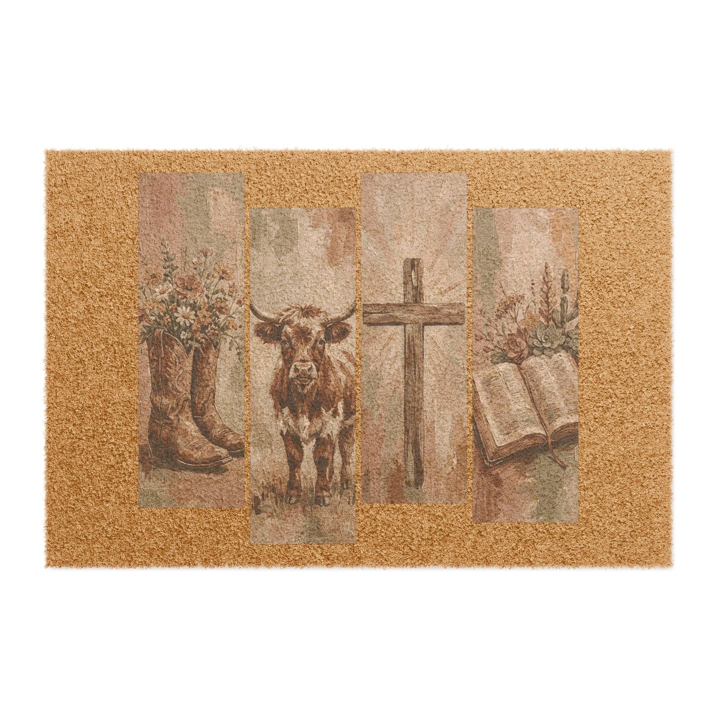 Cowboy Boots, Longhorn & Cross Welcome Mat