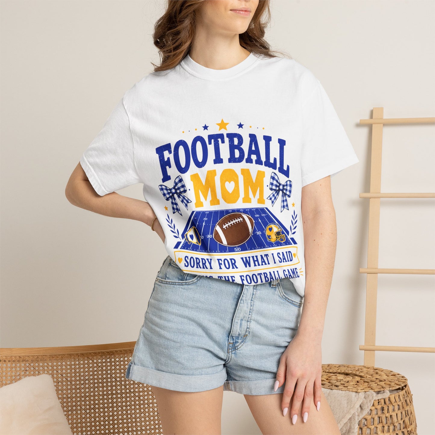 Blue/Gold Football Mom Tee