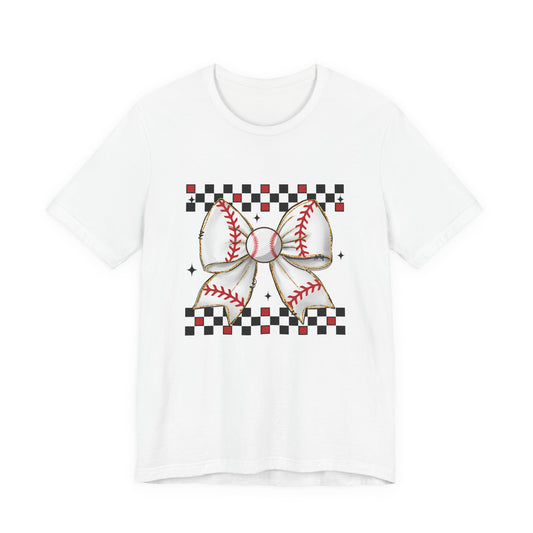Checkerboard Baseball Bow Tee