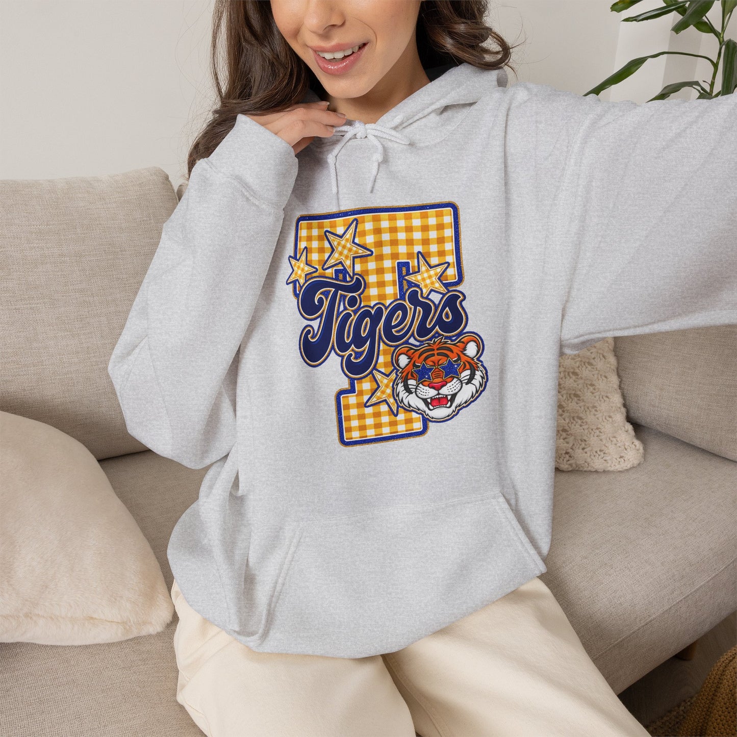 Frenship Tigers Gingham Hoodie