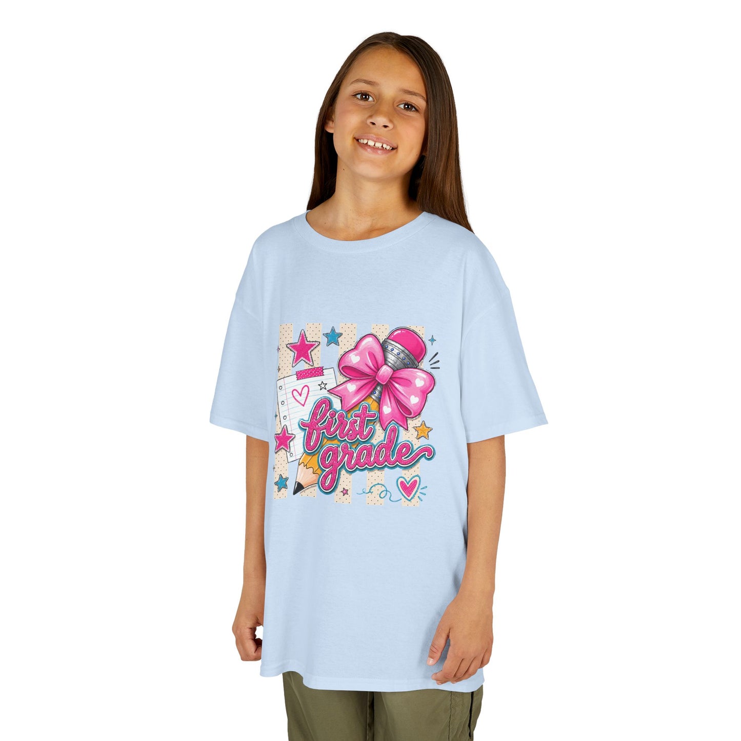 First Grade Pink Bow Back-to-School Tee