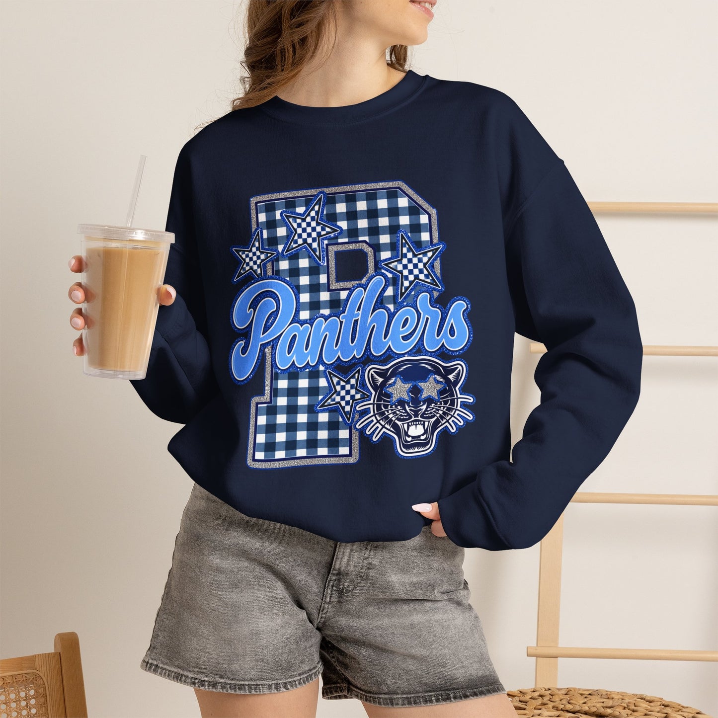Memorial Panthers Gingham Sweatshirt
