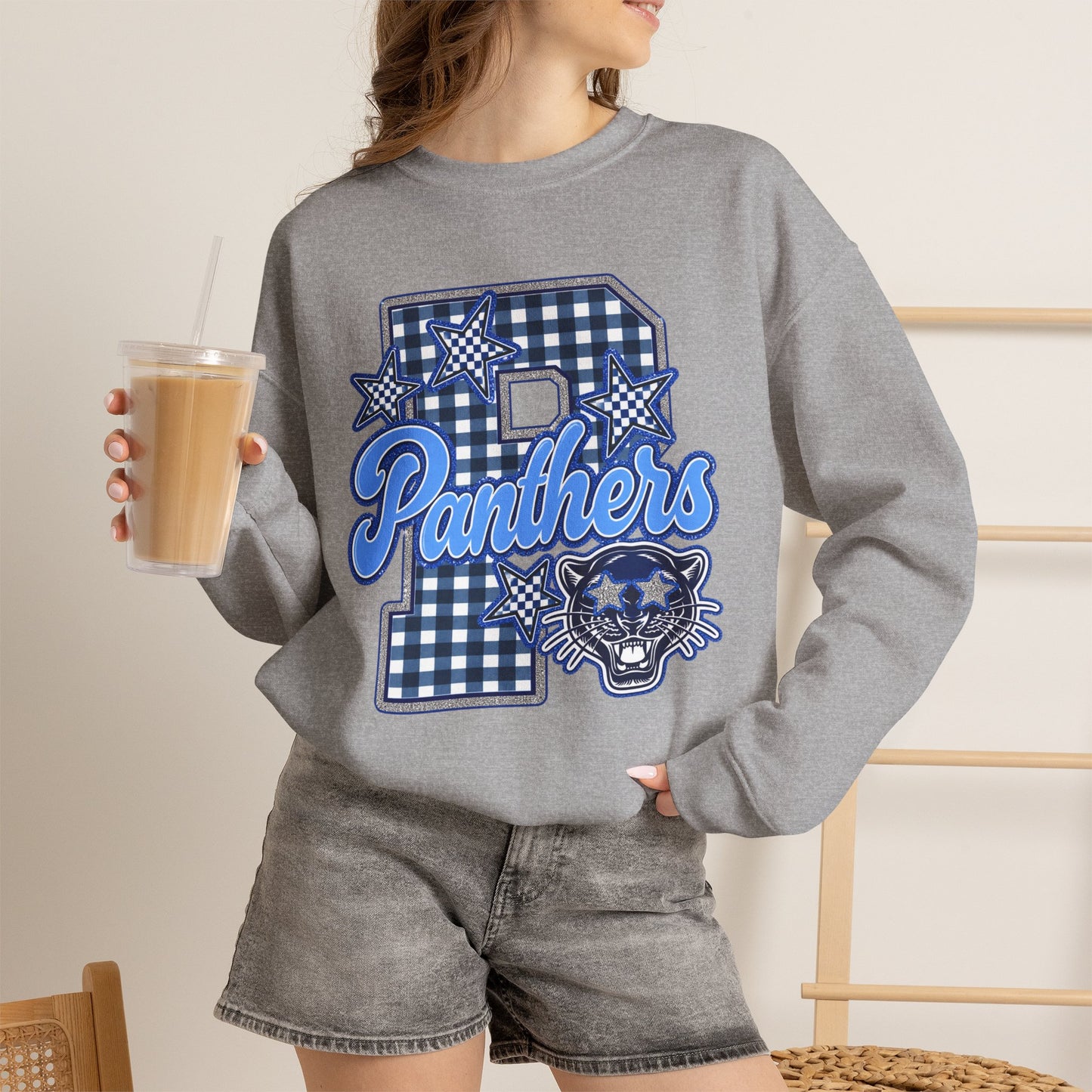 Memorial Panthers Gingham Sweatshirt