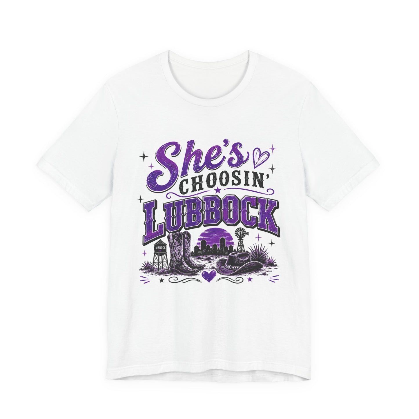 “She’s Choosin’ Lubbock” Purple Tee