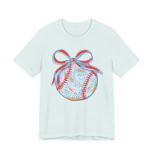 Baseball with Red & Blue Bow Tee
