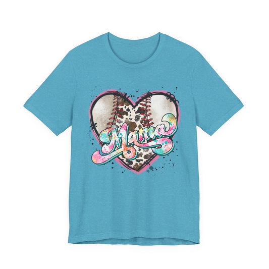 Leopard Mama Baseball Heart Tee