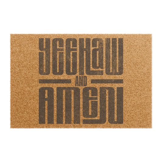 "Yeehaw and Amen" Rustic Western Welcome Mat
