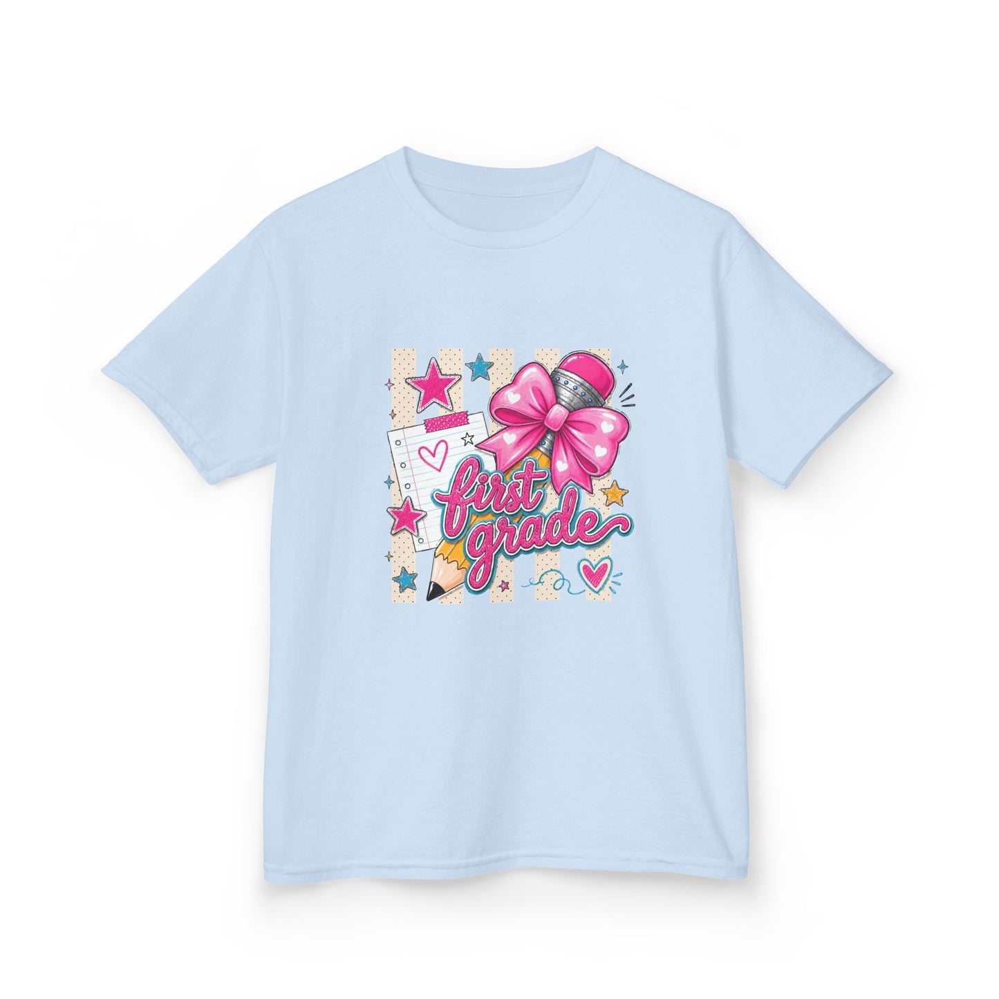 First Grade Pink Bow Back-to-School Tee