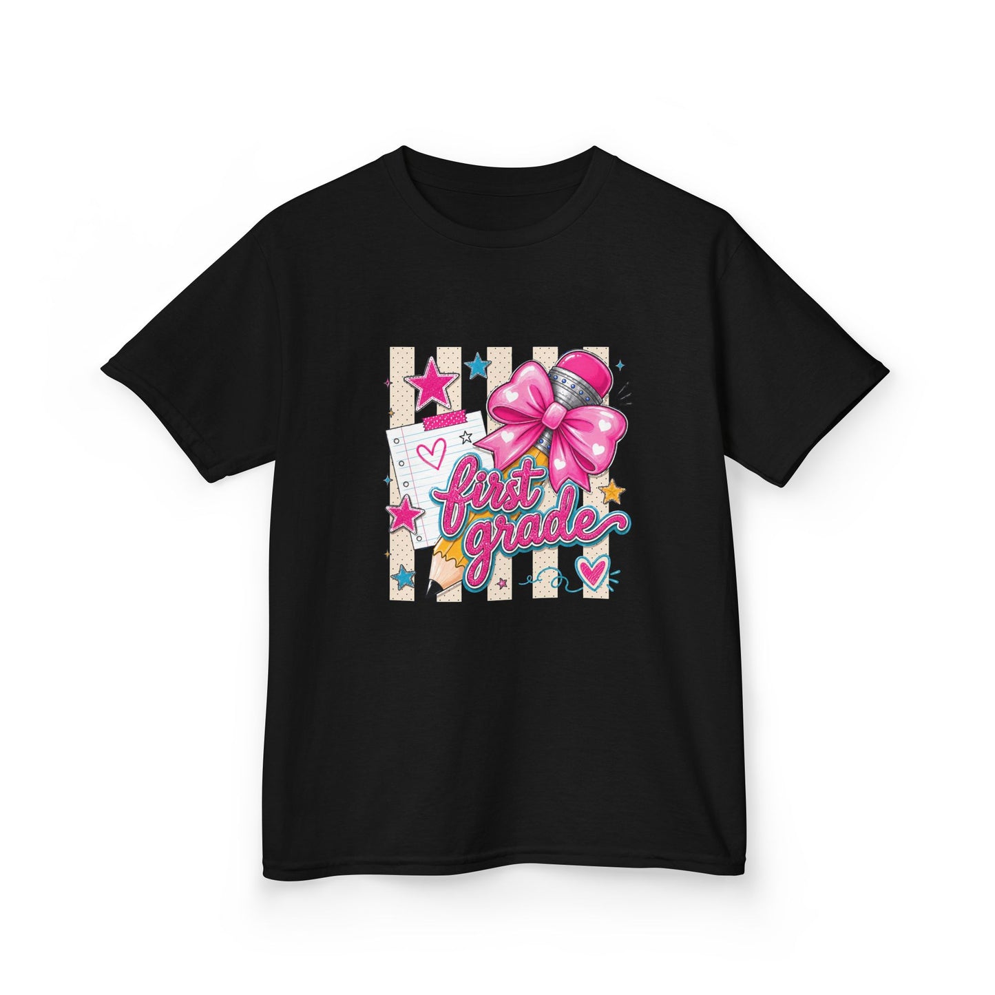First Grade Pink Bow Back-to-School Tee