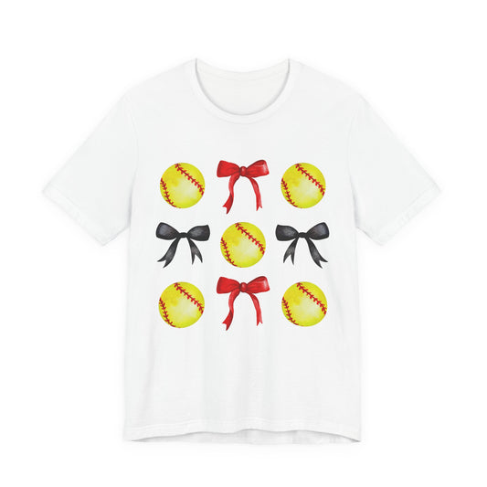 Red & Black Bows Softball Tee