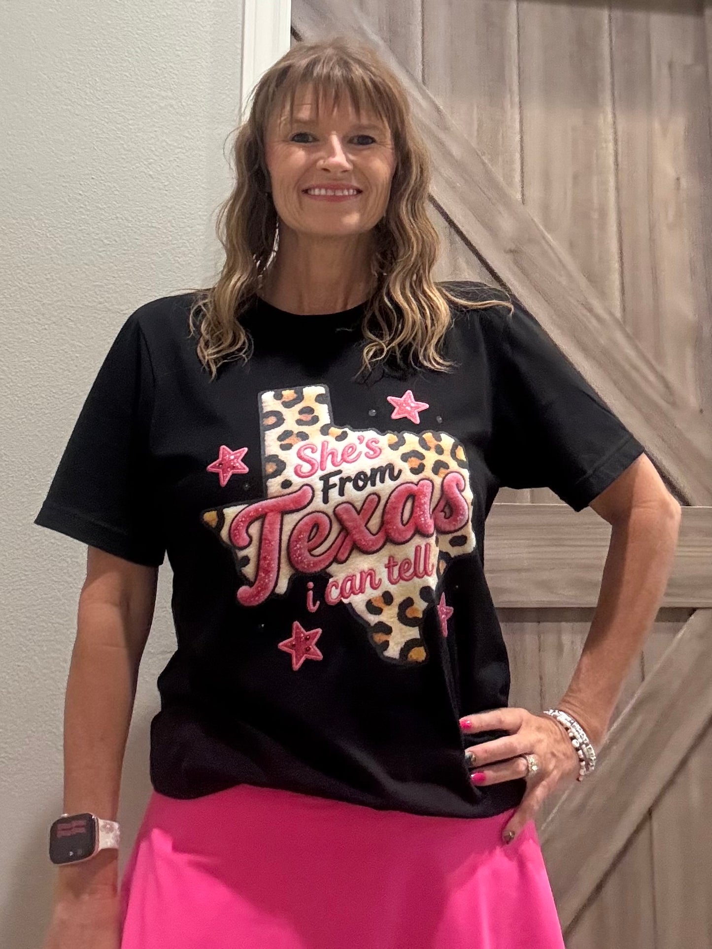 She's From Texas Leopard Tee
