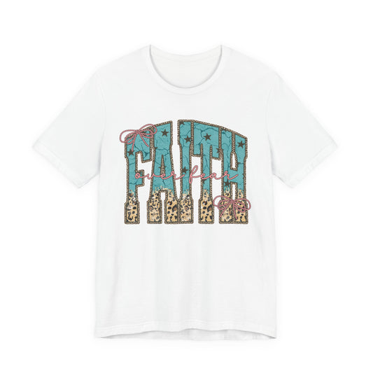 Turquoise Leopard Faith Tee
