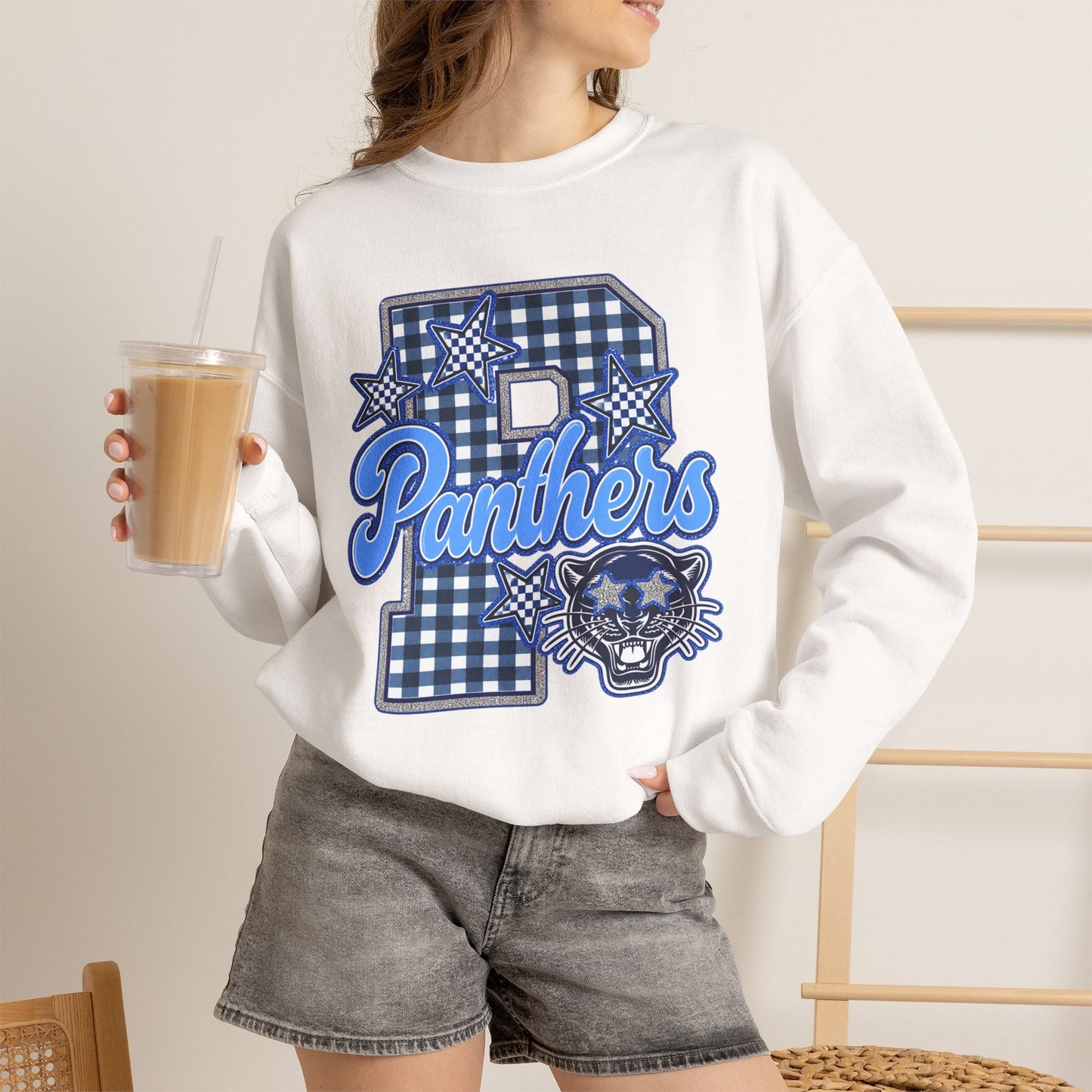 Memorial Panthers Gingham Sweatshirt