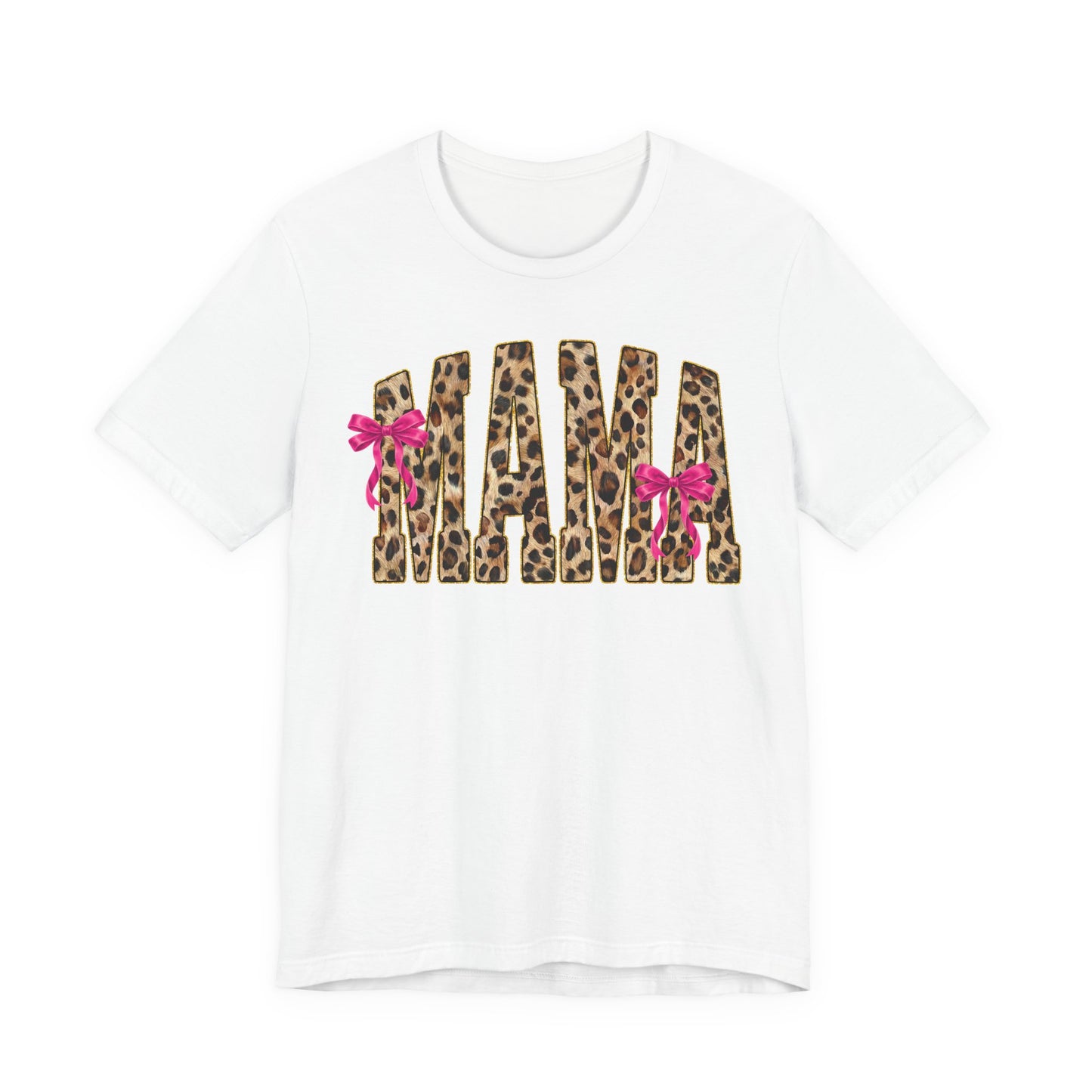 Mama Leopard Print Tee with Pink Bows