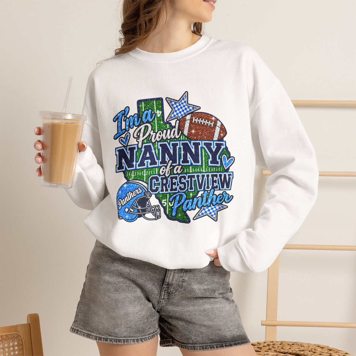 Proud Nanny Football Sweatshirt - Crestview Panthers
