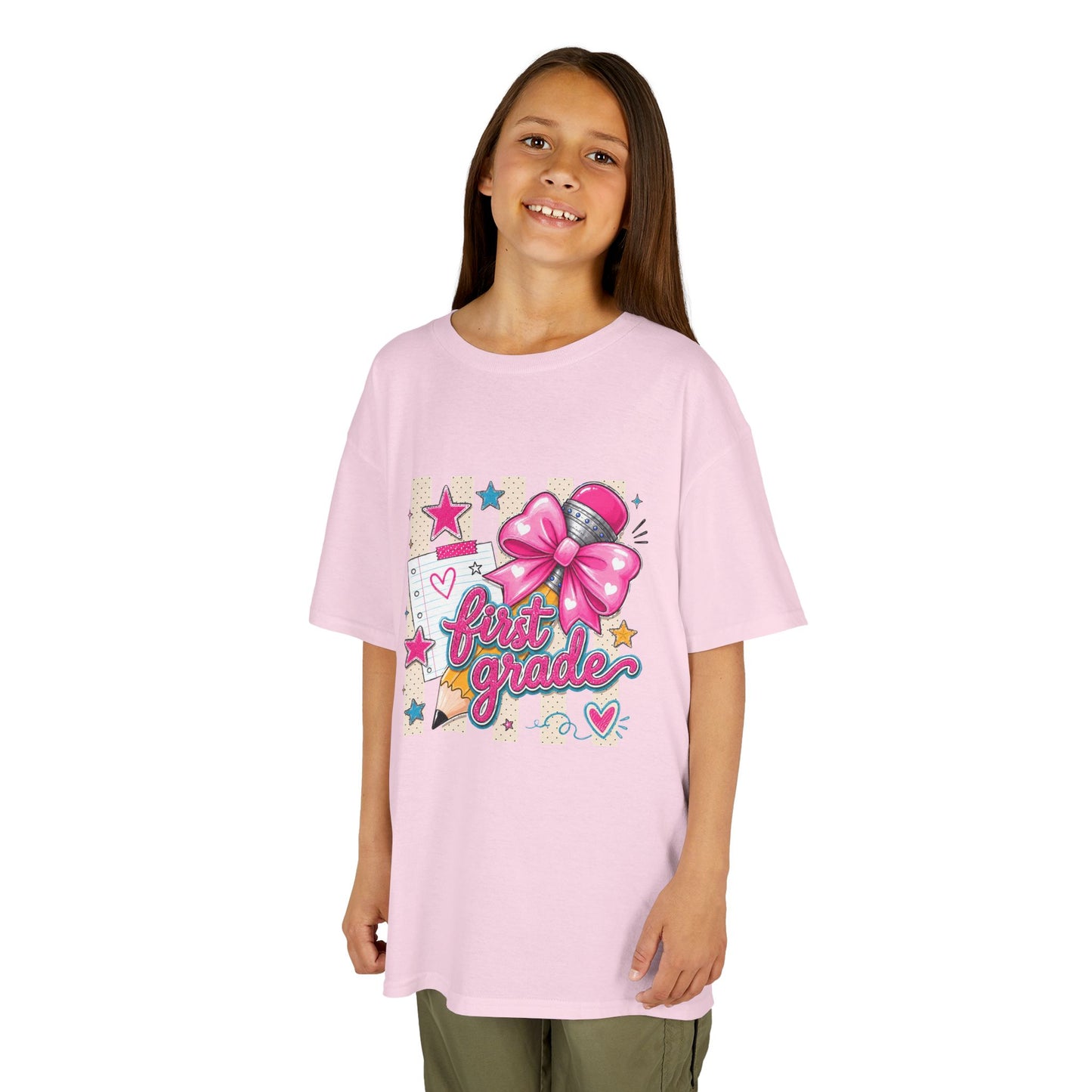 First Grade Pink Bow Back-to-School Tee