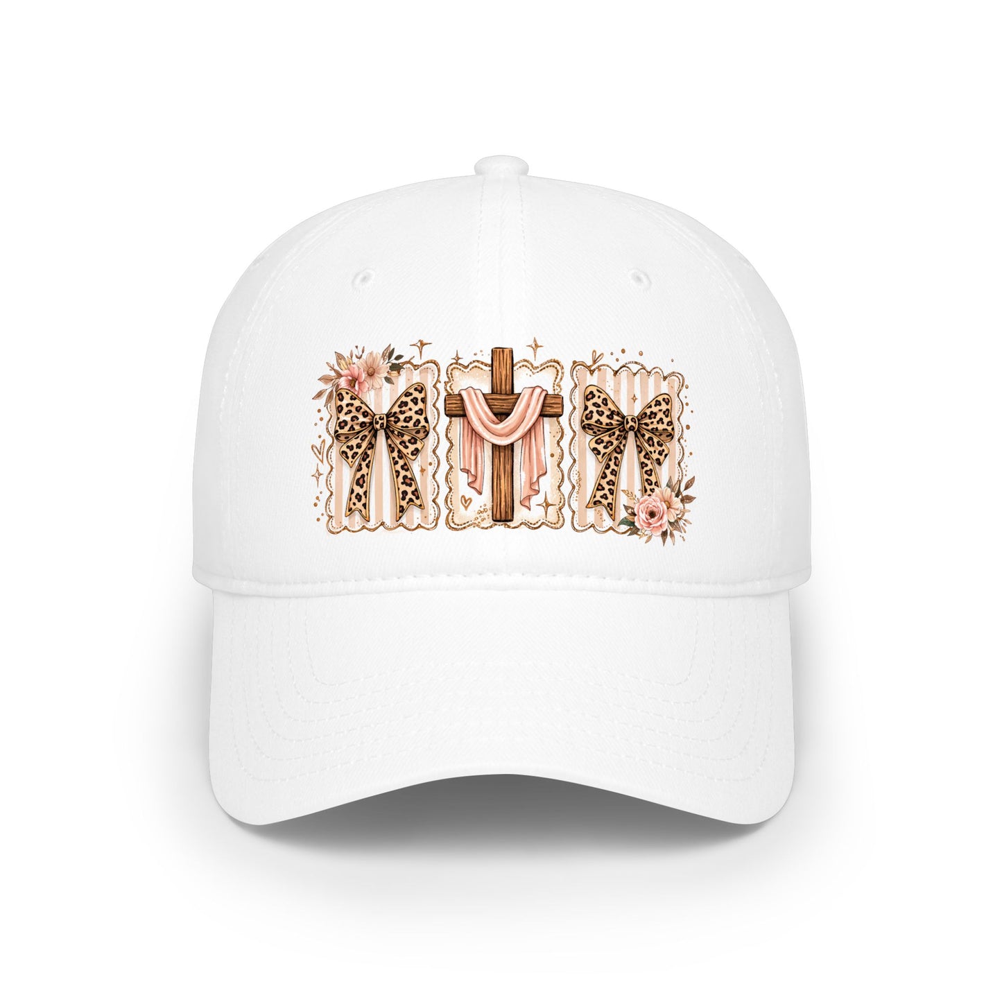 Cowhide Cross & Leopard Bow Cap