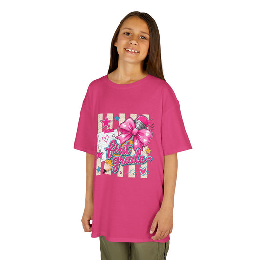 First Grade Pink Bow Back-to-School Tee