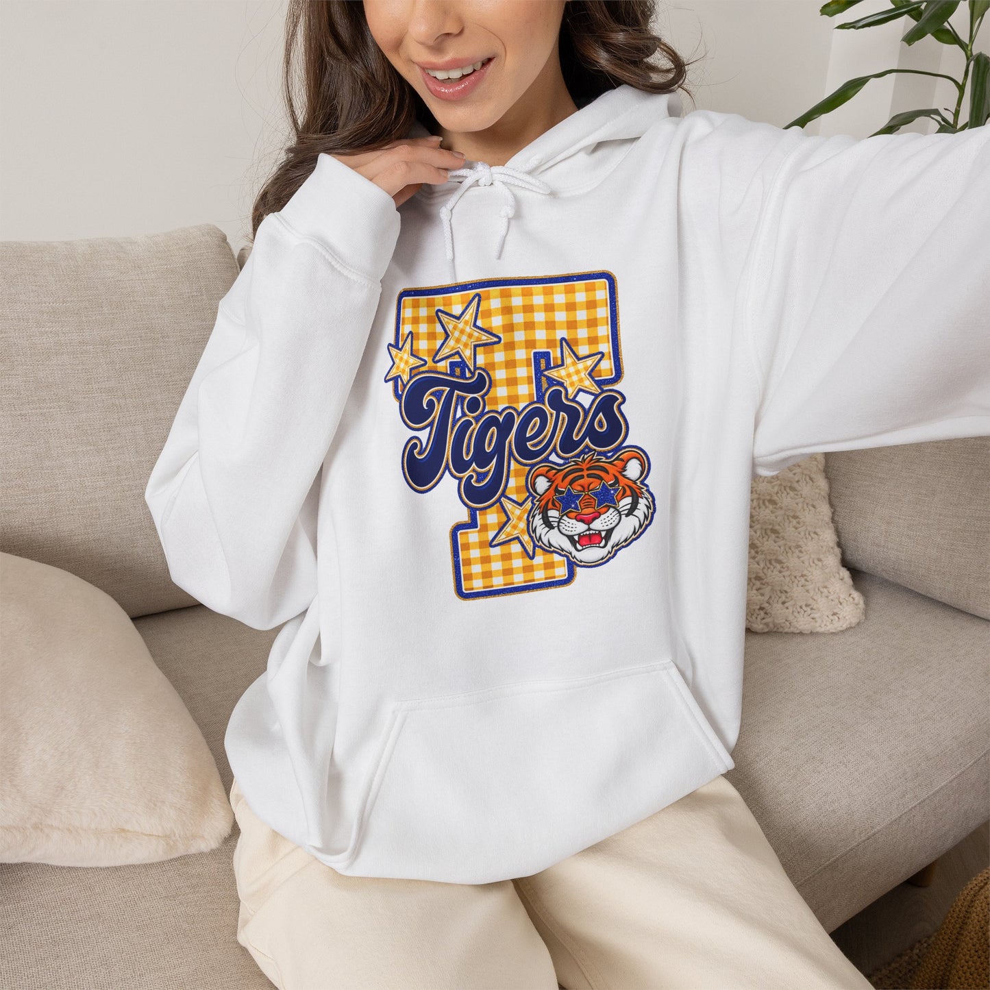 Frenship Tigers Gingham Hoodie