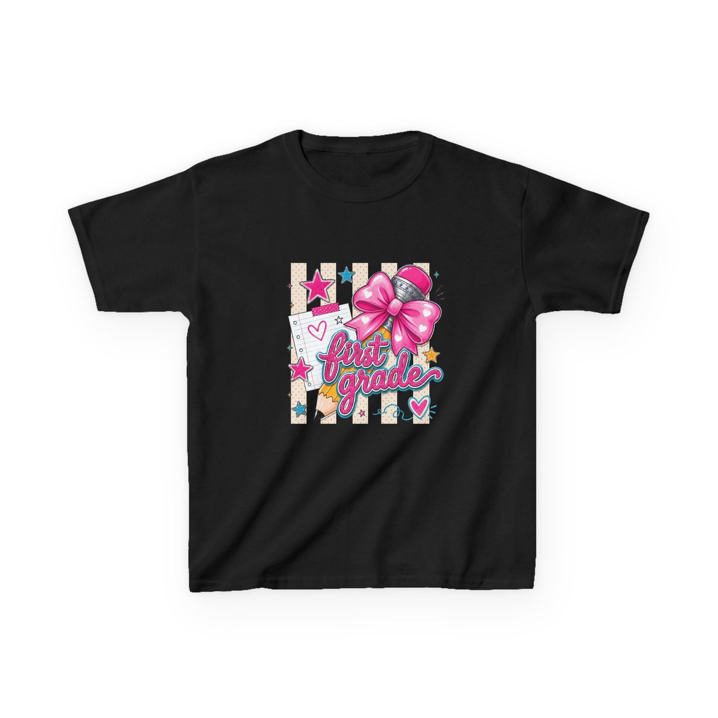 First Grade Pink Bow Back-to-School Tee